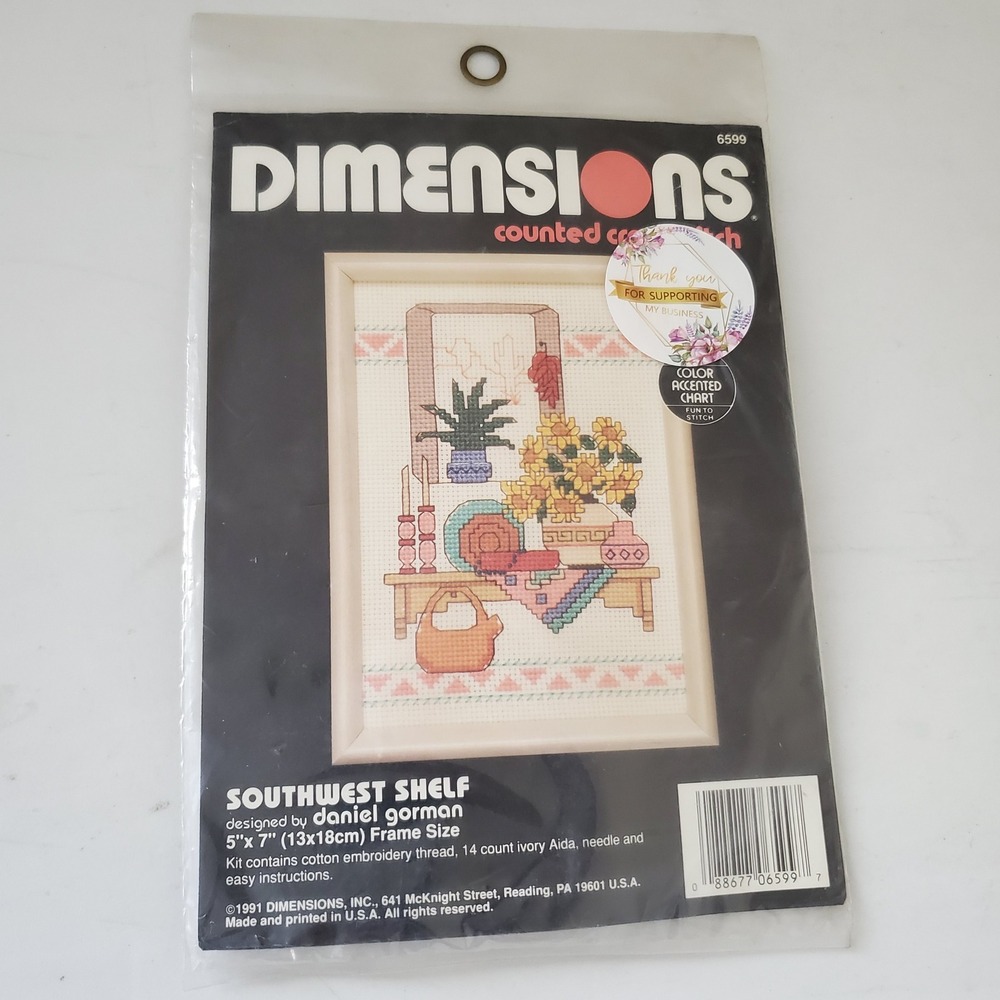 Vintage 1991 Dimensions Southwest Shelf Cross Stitch Kit Daniel Gorman 6599